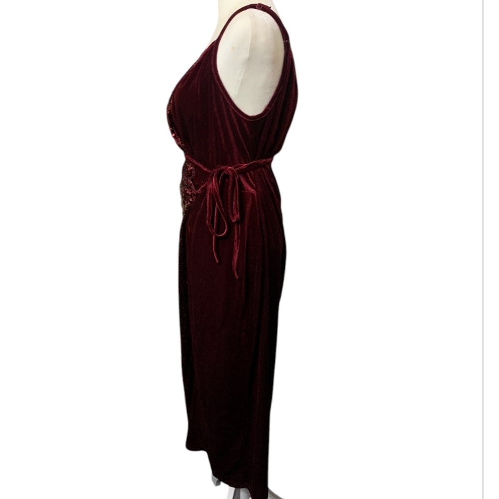 Elegant Sequins & Velvet Cami Wrap Midi Dress - Picture 6 of 6